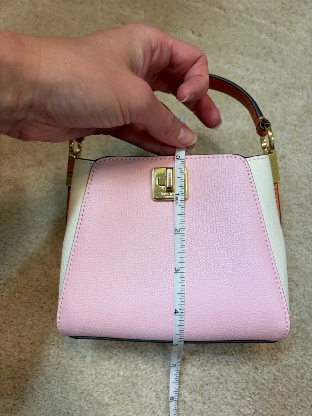 Kate Spade Phoebe Mini Top Handle Crossbody Pink, White and Orange Colorblock - Picture 14 of 16